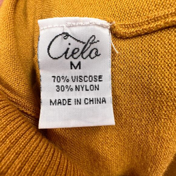 Cielo Long Cardigan Sweater M Mustard Yellow Academia School Tunic Layering Lght - Picture 9 of 15